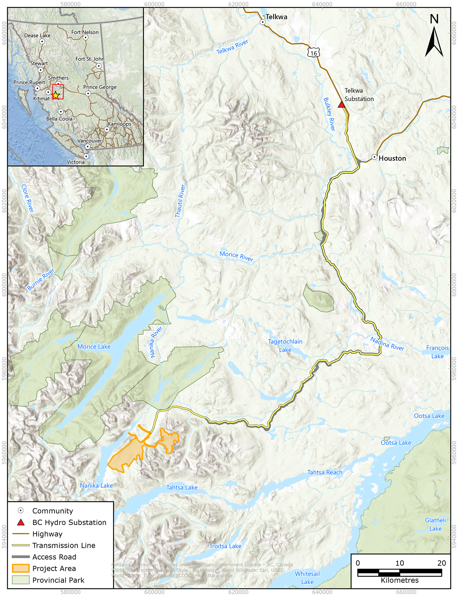 Berg Copper Project location map